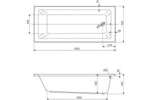 Акриловая ванна Cezares Plane Solo Mini 150х70 - 2