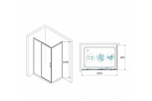 Душевой уголок RGW Leipzig LE-41-1B 150х80 профиль черный стекло прозрачное - 3