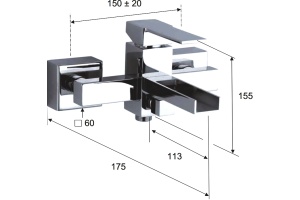 Смеситель для ванны с душем Remer Qubika Cascata QC05 - 2