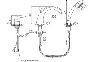 Смеситель для ванны Rav Slezak Dunai хром (D469.5S) - 2