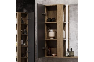 Шкаф подвесной Aquaton Терра 35 светлое дерево-серый - 3