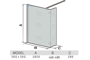 Душевая перегородка WeltWasser WW400 50G+30G 50х185 хром (10000006434) - 2