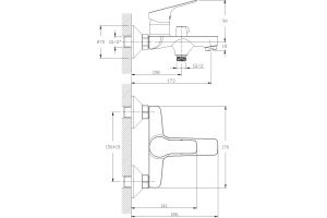 Смеситель для ванны Rossinka  хром (RS29-31) - 2