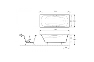 Ванна чугунная Delice Malibu 170х70 с антискользящим покрытием - 2