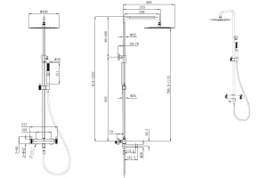 5.31A10-BN PRIORITY Душ.сист.H 800-1270 мм,излив поворот,Верх.душ Slim Ф300мм,K-x,бр.никель (296347) - 2