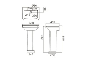 Подвесная раковина Creo ceramique Orleans (OR3000+OR3010) - 2