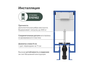 Система инсталляции для унитазов STWORKI 510162 с кнопкой смыва 230822 хром глянцевый - 3