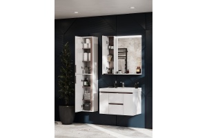 Зеркало-шкаф Aquaton Рене 80 L с подсветкой белый-темное дерево - 3