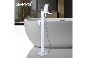 Смеситель напольный для ванной белый/хром G3007-8 - 2