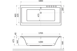 Ванна EXCELLENT Pryzmat 180x80 - 2