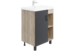 Тумба под раковину Onika Тимбер 60 серый матовый/дуб сонома (106147)