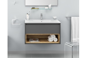 Тумба под раковину EXCELLENT Tuto 60 серый - светлое дерево - 2