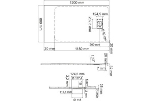 Поддон для душа Wasserkraft Main 41T06 120x80 см - 2