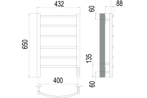 Электрический полотенцесушитель Terminus Классик П6 400x650 Хром - 3