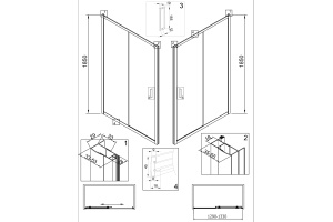 Душевая дверь в нишу Veconi Vianno VN-46 130 см,  профиль хром - 2