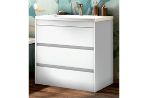 FAMILY База под раковину напольная с тремя выкатными ящиками, Bianco Lucido, 750x470x845, FAMILY-750-3C-PIA-BL - 2