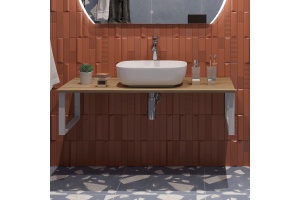 Столешница с раковиной DIWO Элиста 120 светлое дерево, с раковиной Moduo 50 Square