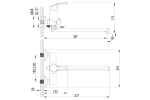 Смеситель для ванны Lemark plus Strike хром (LM1151C) - 2