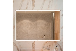 Зеркало-шкаф STWORKI Ольборг МВК078 120, с подсветкой, прямоугольный, большой, навесной, в стиле лофт, с розеткой