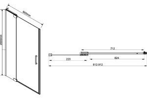 Душевая дверь в нишу Vincea Extra VDP-1E8090CG 80/90 см, стекло тонированное, хром - 3