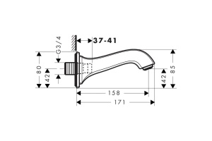 HG 13 425 090 Metropol Classic Излив 158 мм, ¾, 25 л/мин - 2