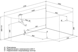 Акриловая ванна Aquanet Capri 169x109.4 см (00203922) - 2