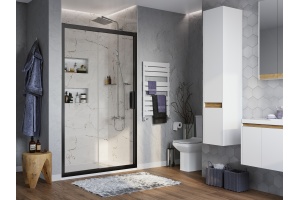 Душевая дверь в нишу STWORKI Стокгольм 130 см профиль черный матовый - 3