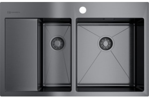 Мойка кухонная Omoikiri Akisame 78-2-GM-R вороненая сталь