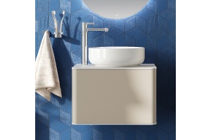 Тумба с раковиной STWORKI Ноттвиль 60 бежевый шелк, с отверстием под смеситель