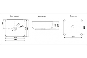 Раковина накладная CeramaLux NC 39 см черный матовый (2106) - 3