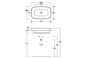 Simas Baden Baden Раковина накладная 60х38 см, без отв. для смесителя, цвет белый - 2