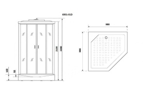 Душевая кабина Niagara Premium NG-6001-01D 90х90х220 - 3