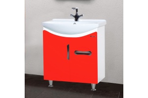 Тумба с раковиной Bellezza Лагуна 65 с ящиком, красная