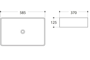 Раковина керамическая накладная AM-7655-X, цвет белый, 585х370х125 - 2