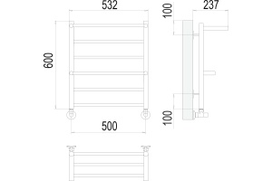 Водяной полотенцесушитель Terminus Анкона П6 500x600 с полкой Хром - 3