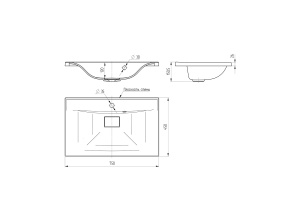 Встраиваемая раковина Vincea 75х45 серая матовая - 2