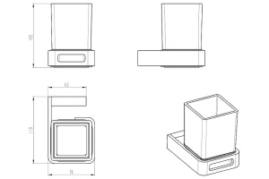 Стакан для зубных щеток Boheme Q черный глянцевый - 2