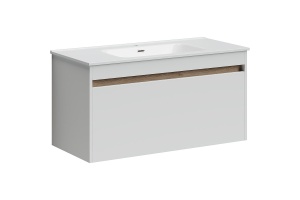 Тумба под раковину подвесная Sancos Smart 100 белая глянцевая