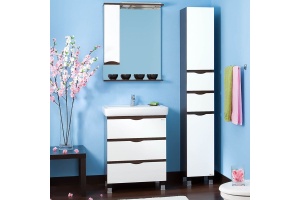 Зеркало-шкаф Бриклаер Токио 80 L венге, белый глянец - 2