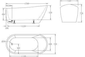 Акриловая ванна BelBagno 170х72 белый (BB62-1700-W0) - 3