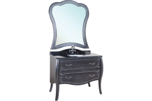 Тумба с раковиной Bellezza Грация Люкс 100 черная патина серебро 2 ящика - 3