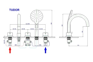 Смеситель на борт ванны Royal Bath Tudor хром - 2
