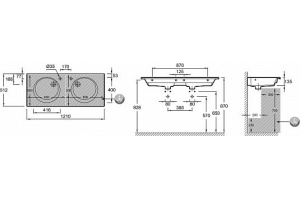 Мебельная раковина Jacob Delafon Odeon Rive Gauche EXAT112-Z-00 120 см - 2