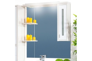 Зеркало-шкаф Бриклаер Бали 90 светлая лиственница, белый глянец, R