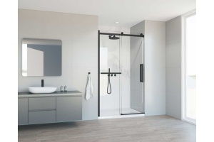 Душевая дверь в нишу Vincea Como Soft 130х195 профиль черный стекло прозрачное  - 2