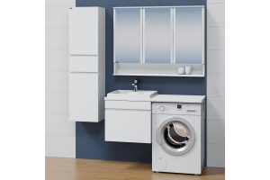Тумба с раковиной над стиральной машиной подвесная Санта Марс 59 белый - 2