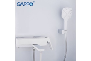 Смеситель для ванны с изливом служит переключателем на лейку белый/хром G3217-8 - 2