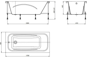 Акриловая ванна Roca Line 170x70 см белая - 2