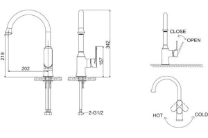 Смеситель Bravat Opal F7125183CP-RUS для кухонной мойки - 2