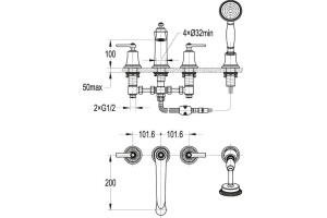 Смеситель Cezares Liberty F BVD4 01 на борт ванны - 2